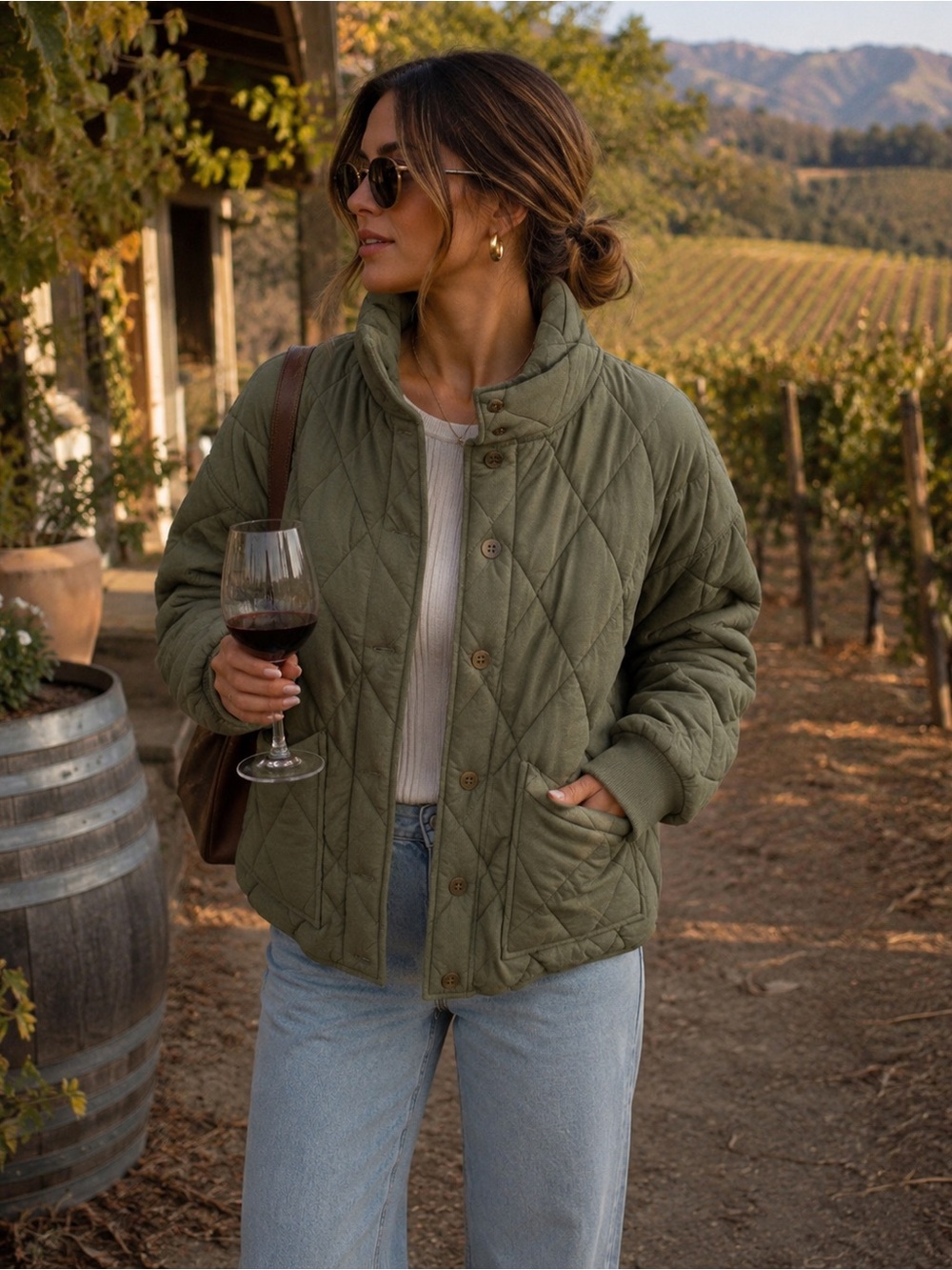 Stitch and Pine Quilted Olive Green Women's Jacket